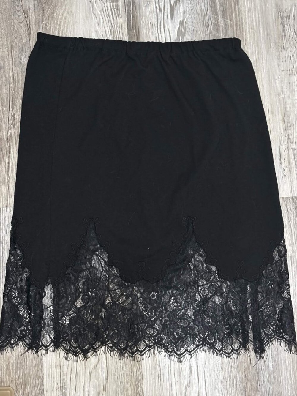 Black Mini Skirt with Lace Trim